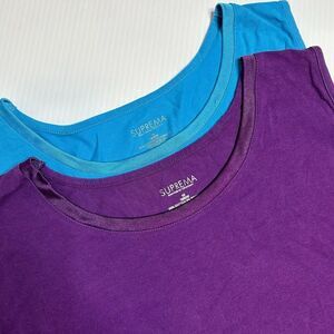 Catherines Suprema 1X Lot of 2 Blue & Purple Cami Tank Round Neck Sleeveless Top